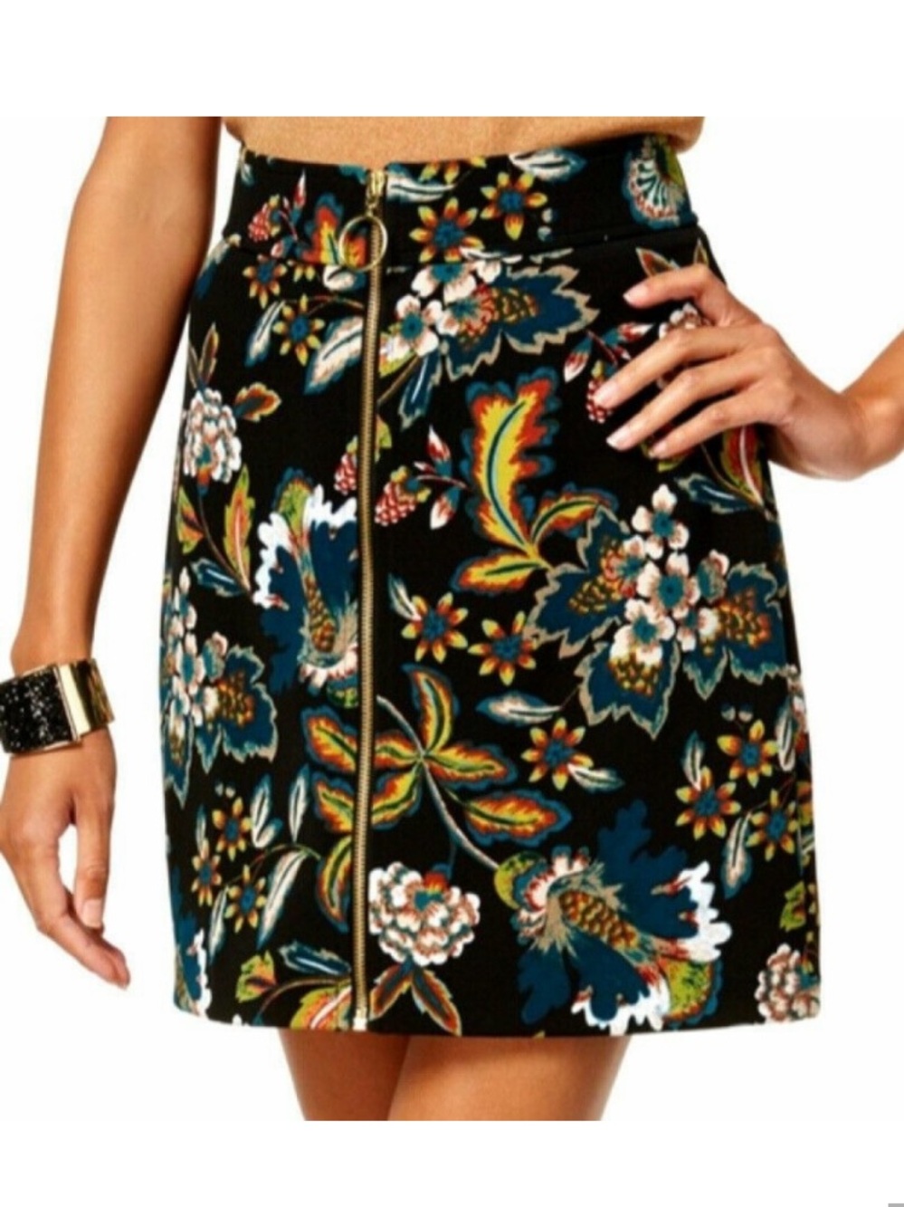 INC International Concepts Black Floral Mini Skirt